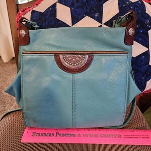 Turquoise Leather Shoulder Bag Brighton